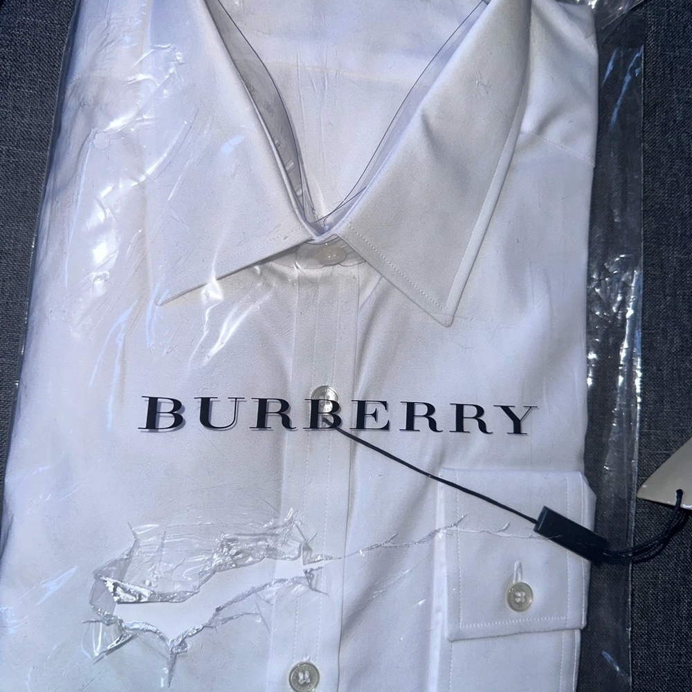 Burberry all white men’s collared shirt